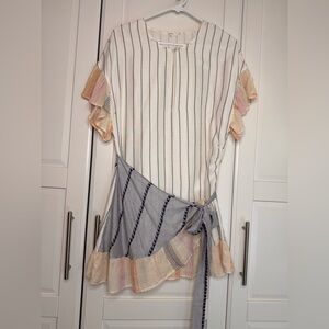Tularosa Striped Ruffle Mini Dress
